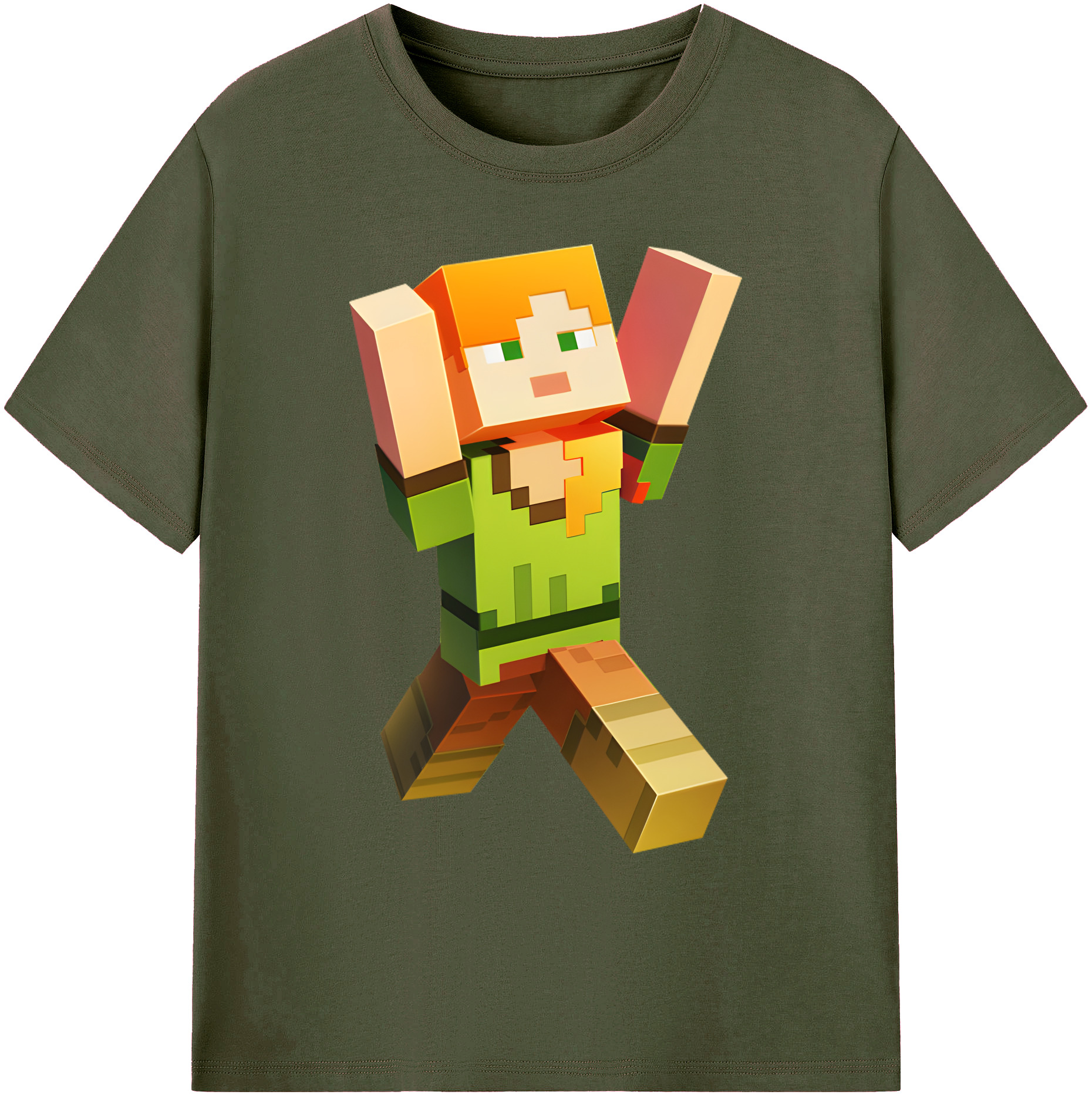 （画像用） マインクラフト ブロックの世界 Minecraft MC Block world 綿100％ メンズ半袖Tシャツ｜肌触りやわらか＆通気性